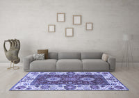 Machine Washable Abstract Blue Modern Rug, wshabs4096blu