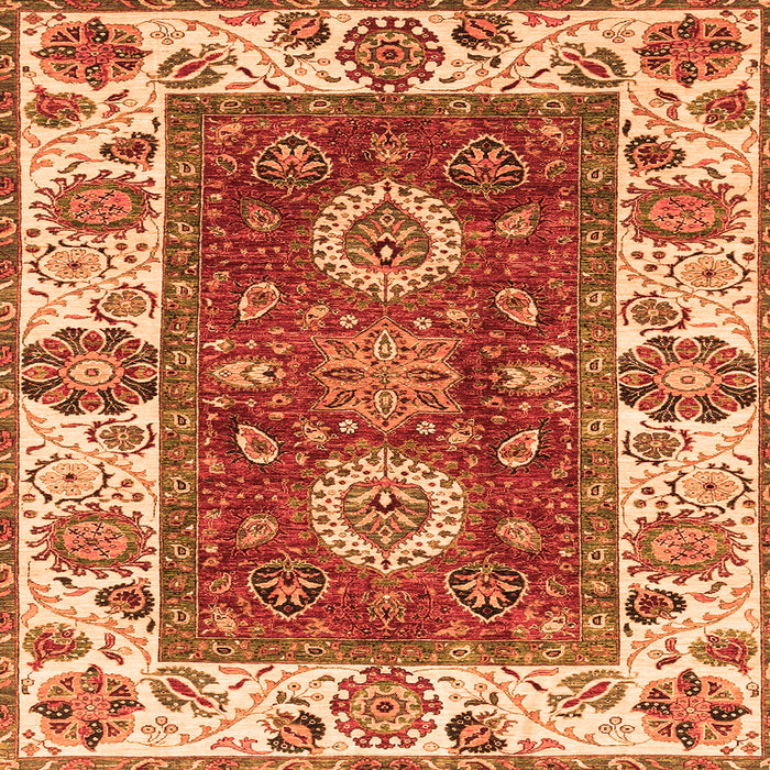 Square Machine Washable Abstract Orange Modern Area Rugs, wshabs4096org