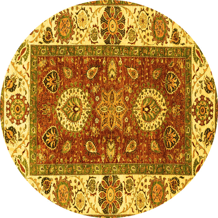 Round Machine Washable Abstract Yellow Modern Rug, wshabs4096yw