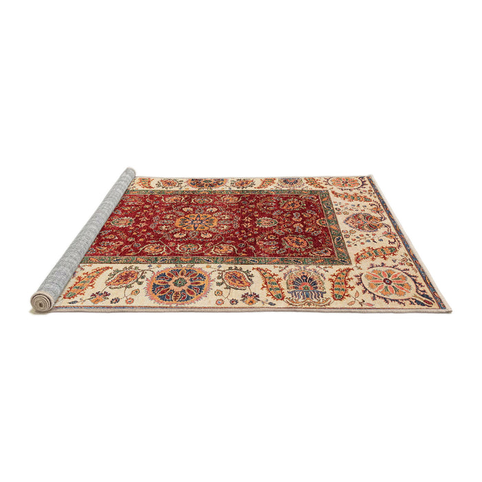 Sideview of Machine Washable Abstract Red Rug, wshabs4097