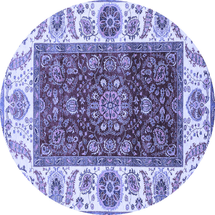 Round Abstract Blue Modern Rug, abs4097blu