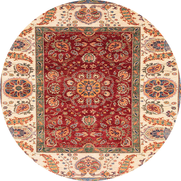 Round Abstract Red Modern Rug, abs4097