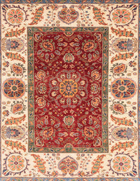 Machine Washable Abstract Red Rug, wshabs4097