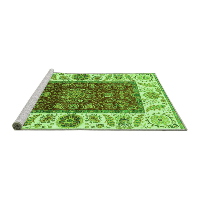 Sideview of Machine Washable Abstract Green Modern Area Rugs, wshabs4097grn