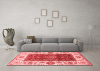 Machine Washable Abstract Red Modern Rug, wshabs4097red