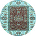 Round Abstract Light Blue Modern Rug, abs4097lblu