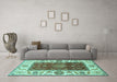 Machine Washable Abstract Turquoise Modern Area Rugs in a Living Room,, wshabs4097turq