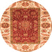 Round Machine Washable Abstract Orange Modern Area Rugs, wshabs4097org