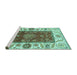 Sideview of Machine Washable Abstract Turquoise Modern Area Rugs, wshabs4097turq