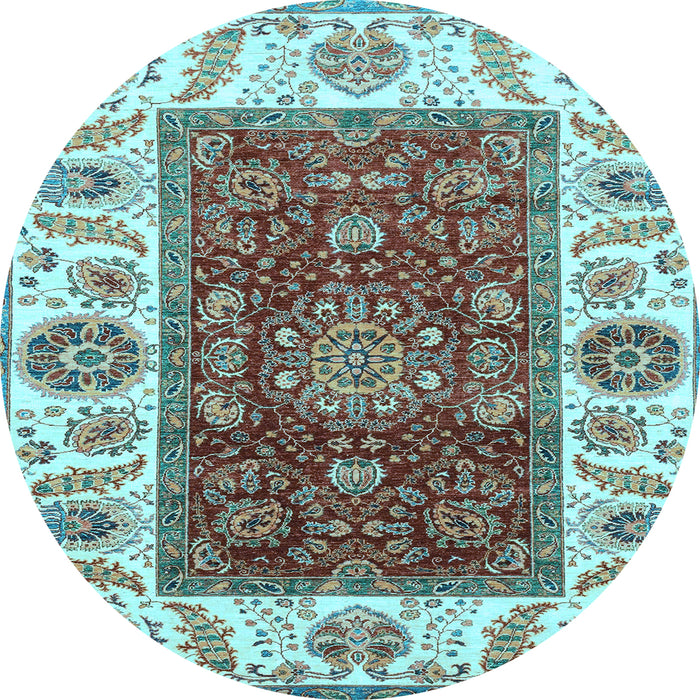 Round Machine Washable Abstract Light Blue Modern Rug, wshabs4097lblu