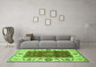 Machine Washable Abstract Green Modern Area Rugs in a Living Room,, wshabs4097grn