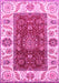 Machine Washable Abstract Pink Modern Rug, wshabs4097pnk