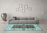 Machine Washable Abstract Light Blue Modern Rug, wshabs4097lblu