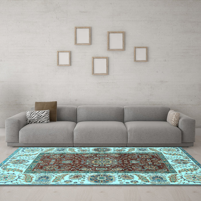 Machine Washable Abstract Light Blue Modern Rug in a Living Room, wshabs4097lblu