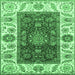 Square Abstract Emerald Green Modern Rug, abs4097emgrn