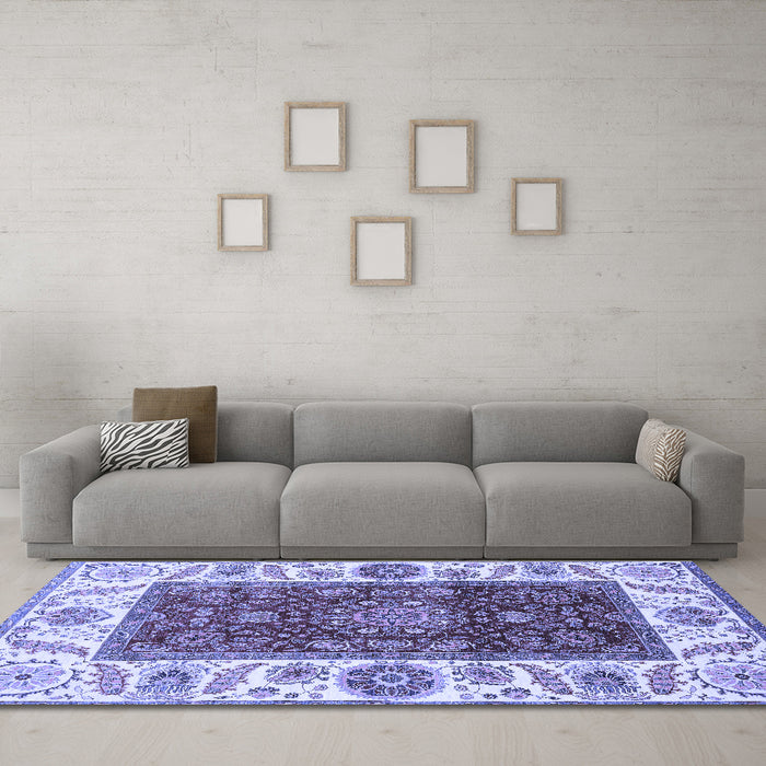 Machine Washable Abstract Blue Modern Rug in a Living Room, wshabs4097blu