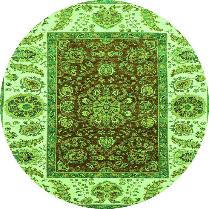 Round Abstract Green Modern Rug, abs4097grn
