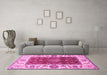 Machine Washable Abstract Pink Modern Rug in a Living Room, wshabs4097pnk