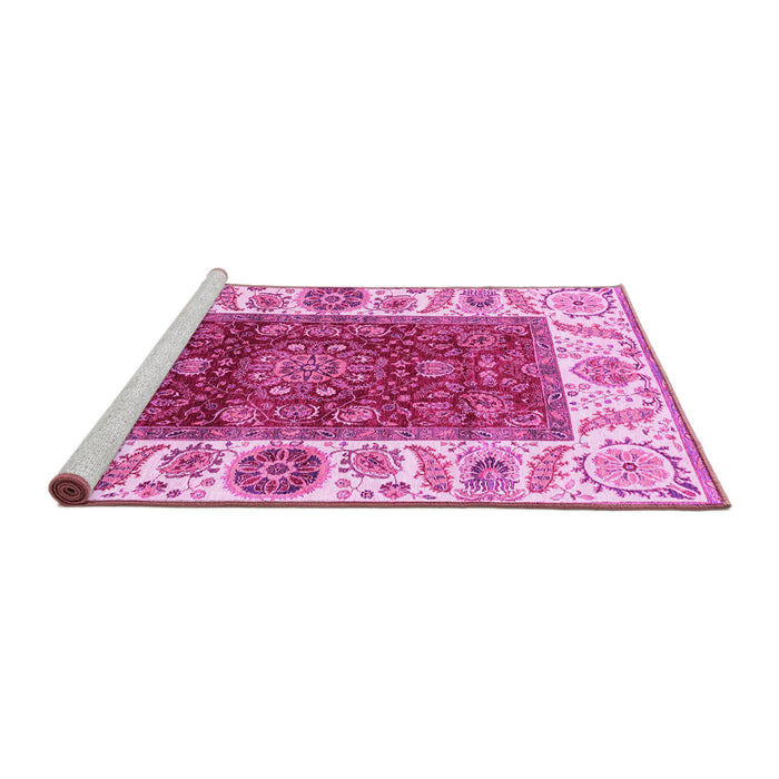 Sideview of Machine Washable Abstract Pink Modern Rug, wshabs4097pnk