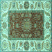 Square Abstract Turquoise Modern Rug, abs4097turq