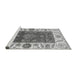 Sideview of Machine Washable Abstract Gray Modern Rug, wshabs4097gry