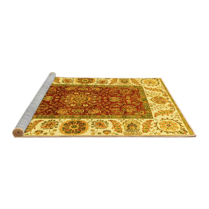 Sideview of Machine Washable Abstract Yellow Modern Rug, wshabs4097yw