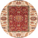 Round Machine Washable Abstract Red Rug, wshabs4097