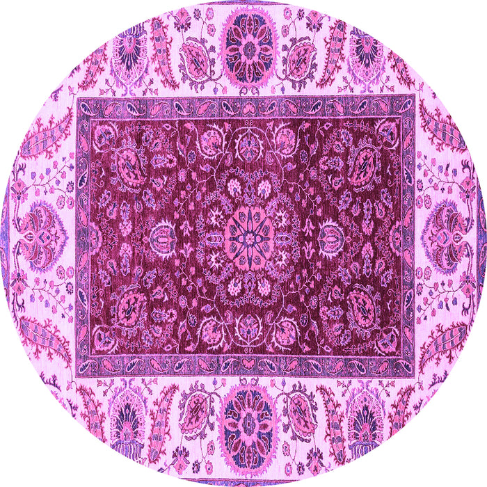 Round Machine Washable Abstract Purple Modern Area Rugs, wshabs4097pur