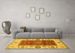 Machine Washable Abstract Yellow Modern Rug in a Living Room, wshabs4097yw