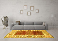 Machine Washable Abstract Yellow Modern Rug, wshabs4097yw