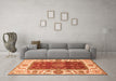 Machine Washable Abstract Orange Modern Area Rugs in a Living Room, wshabs4097org