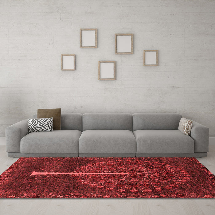 Modern Red Washable Rugs