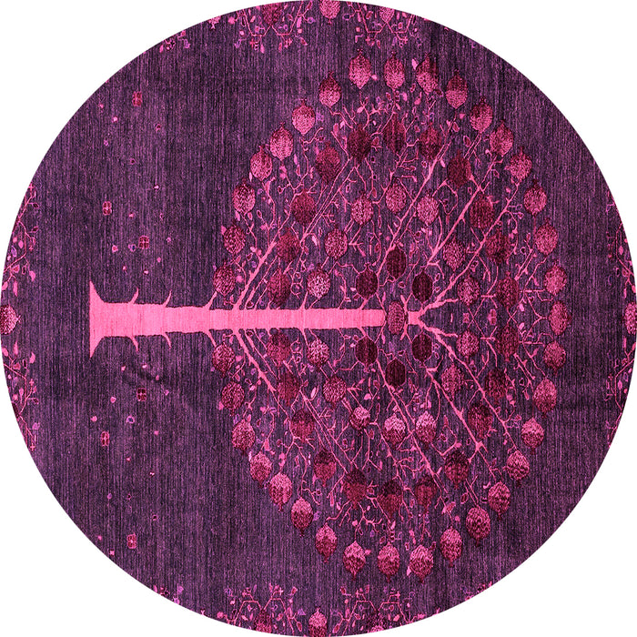 Round Abstract Pink Modern Rug, abs4098pnk