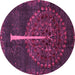 Round Machine Washable Abstract Pink Modern Rug, wshabs4098pnk