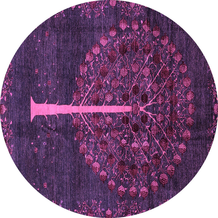 Round Abstract Purple Modern Rug, abs4098pur