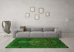 Machine Washable Abstract Green Modern Area Rugs in a Living Room,, wshabs4098grn