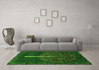 Machine Washable Abstract Green Modern Rug, wshabs4098grn