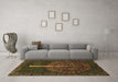 Machine Washable Abstract Brown Modern Rug in a Living Room,, wshabs4098brn