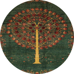 Round Abstract Red Modern Rug, abs4098