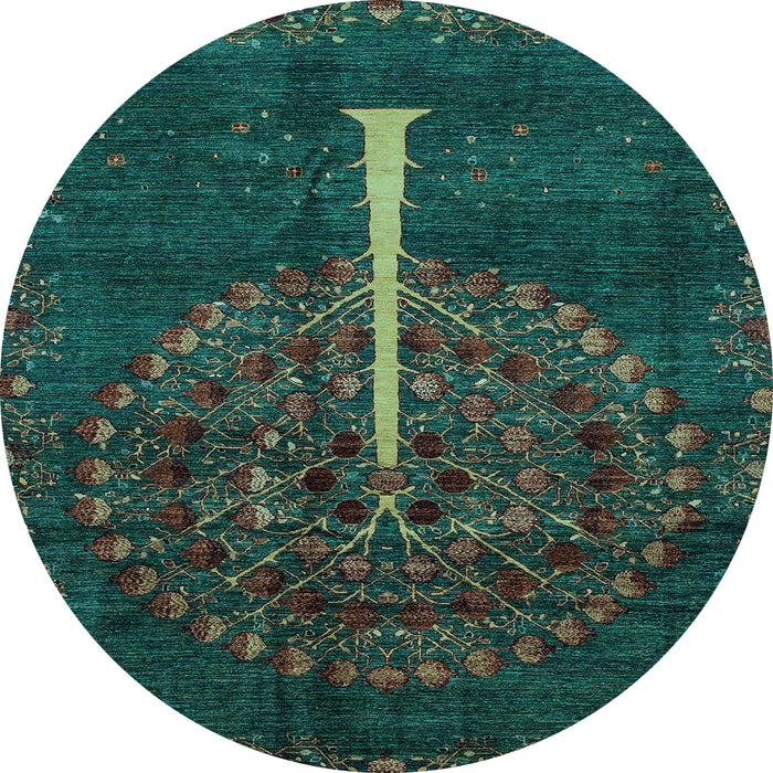 Round Abstract Light Blue Modern Rug, abs4098lblu