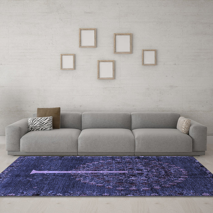 Machine Washable Abstract Blue Modern Rug in a Living Room, wshabs4098blu