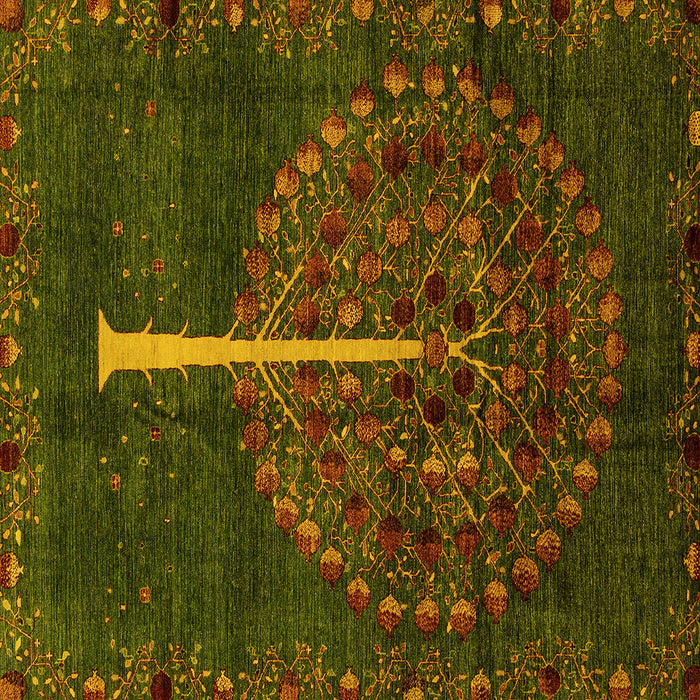 Square Machine Washable Abstract Yellow Modern Rug, wshabs4098yw