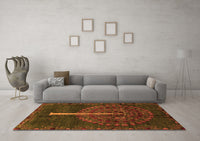 Machine Washable Abstract Orange Modern Rug, wshabs4098org