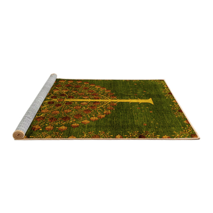 Sideview of Machine Washable Abstract Yellow Modern Rug, wshabs4098yw