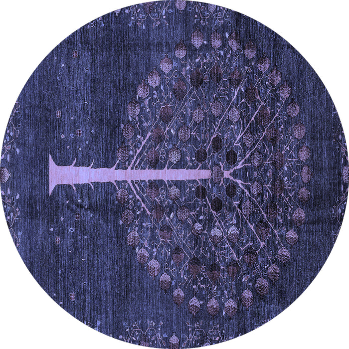 Round Machine Washable Abstract Blue Modern Rug, wshabs4098blu