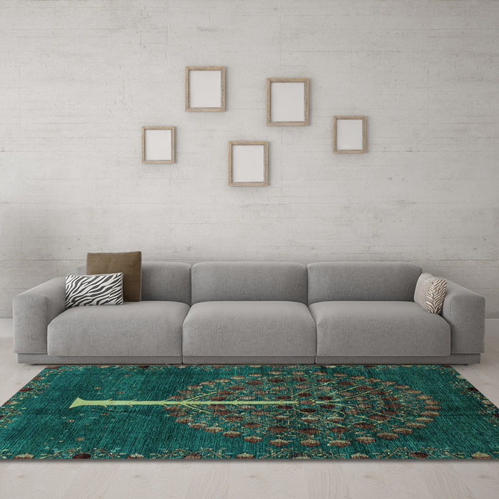 Machine Washable Abstract Light Blue Modern Rug in a Living Room, wshabs4098lblu