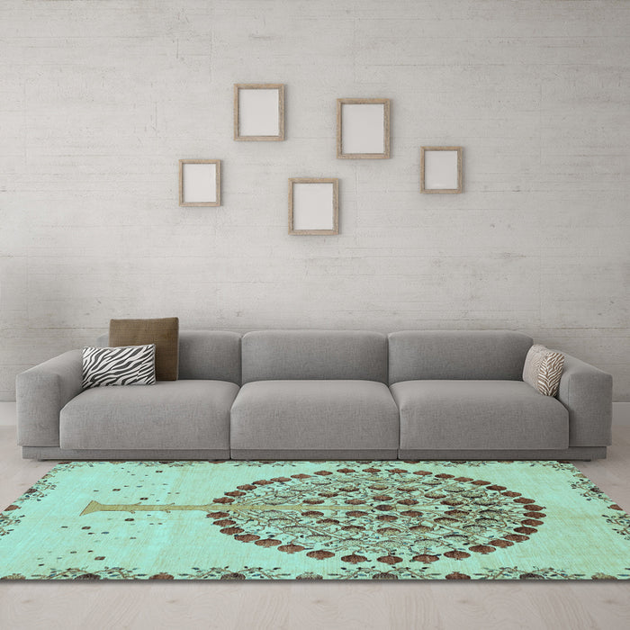Machine Washable Abstract Light Blue Modern Rug in a Living Room, wshabs4099lblu