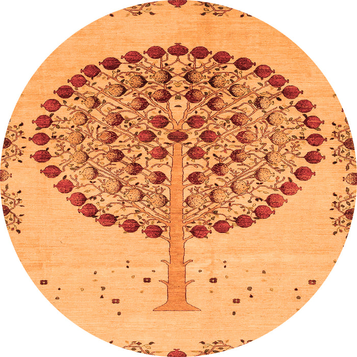 Round Machine Washable Abstract Orange Modern Area Rugs, wshabs4099org