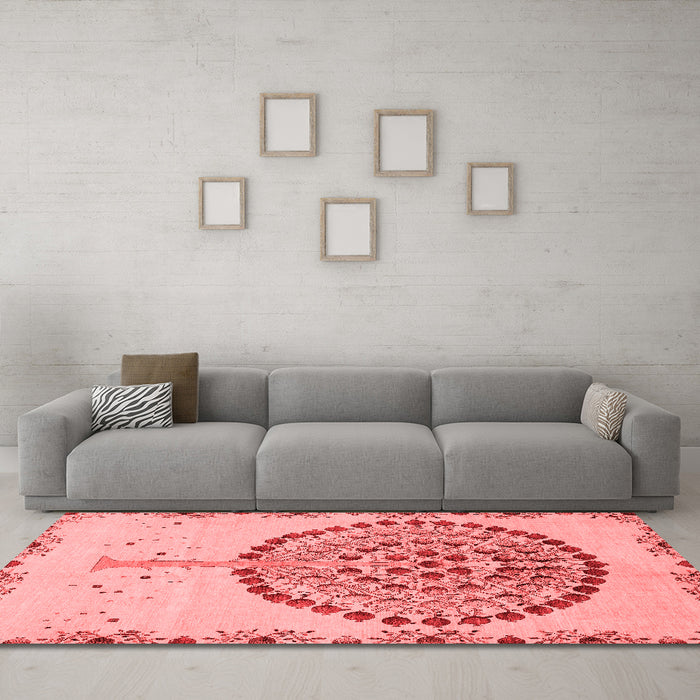 Modern Red Washable Rugs