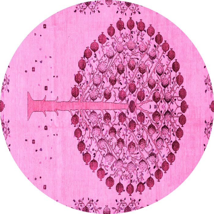 Round Abstract Pink Modern Rug, abs4099pnk